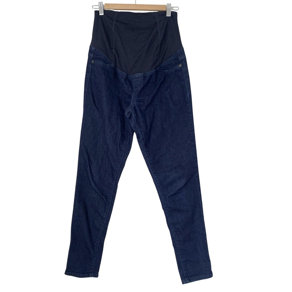 Isabel Maternity Skinny Jeans Womens 2 Dark Wash Full Belly Band Indigo Stretch